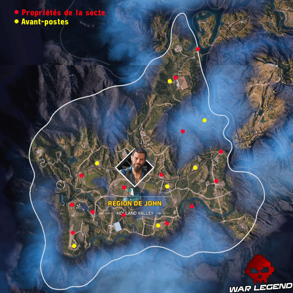 Guide carte région John Far Cry 5 - WarLegend.net