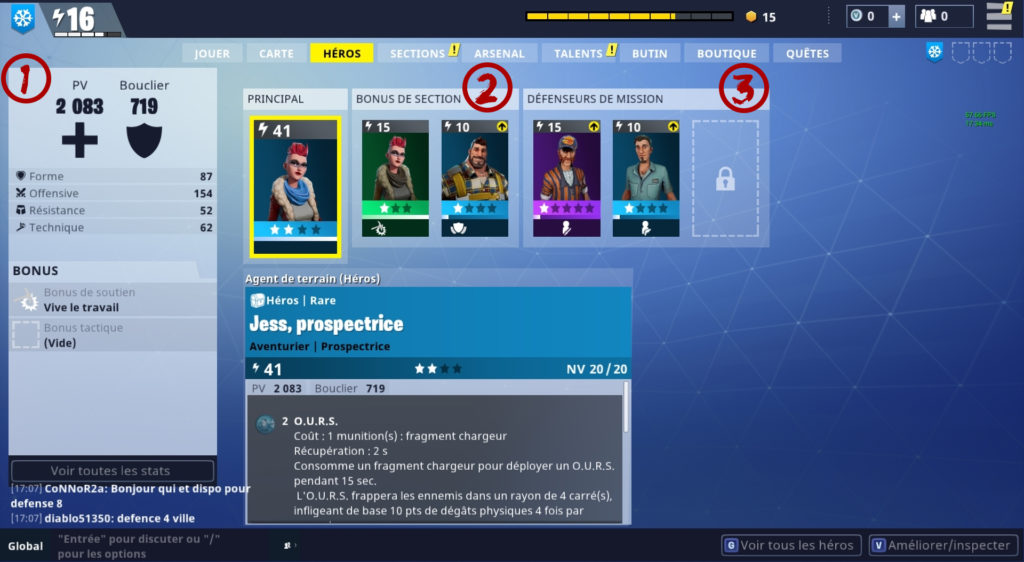 guide fortine onglet hero sommaire - emplacement gadget fortnite