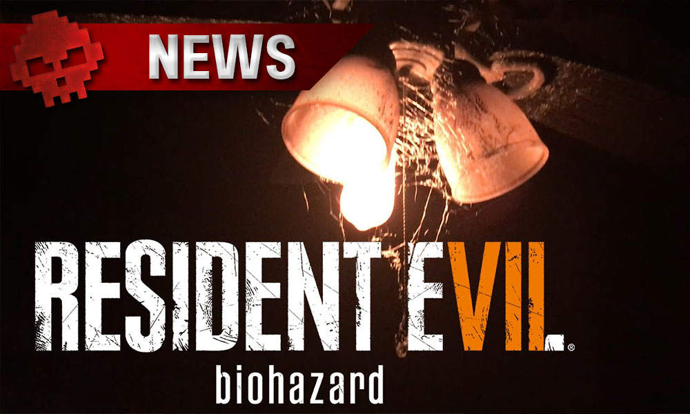 Resident Evil 7 - La démo sur PC est désormais disponible - lampes avec toiles d'araignée en arrière-plan et titre du jeu