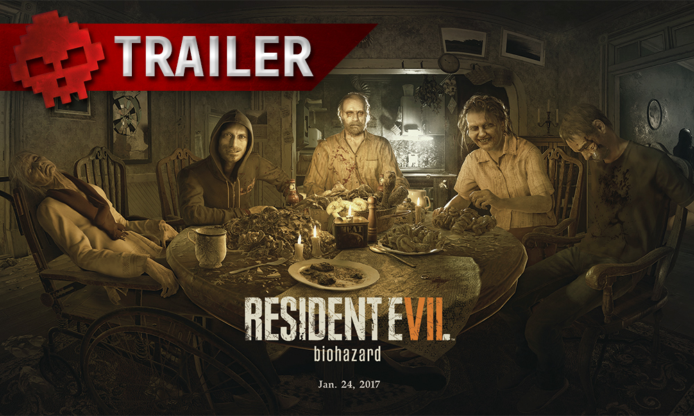 Resident Evil 7 - Un trailer de lancement pour le DLC "Séquence Interdite" Logo Resident Evil 7 et famille baker
