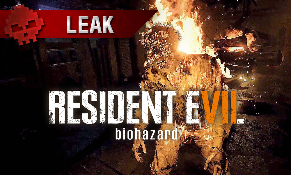 Resident Evil 7 - Une fuite massive zombie enflammé avec logo du jeu