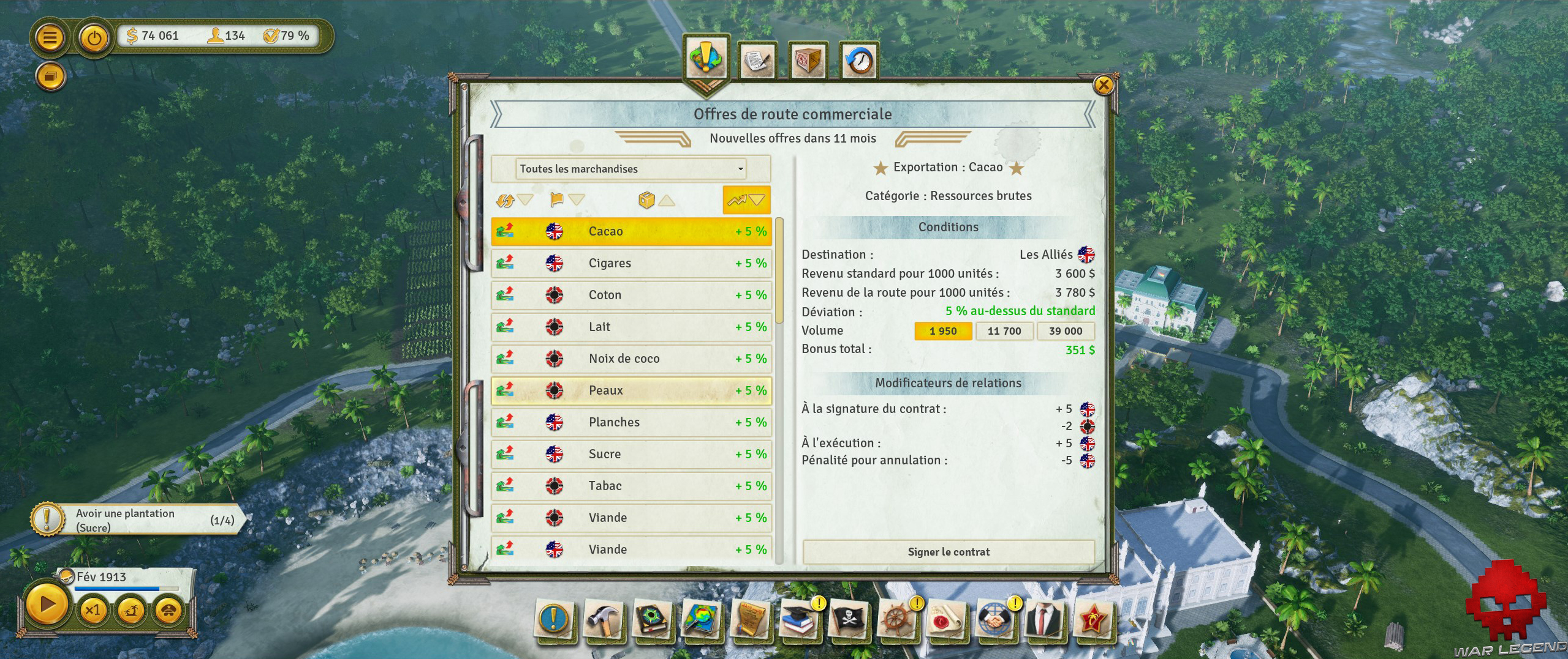 Test Tropico 6 exportations